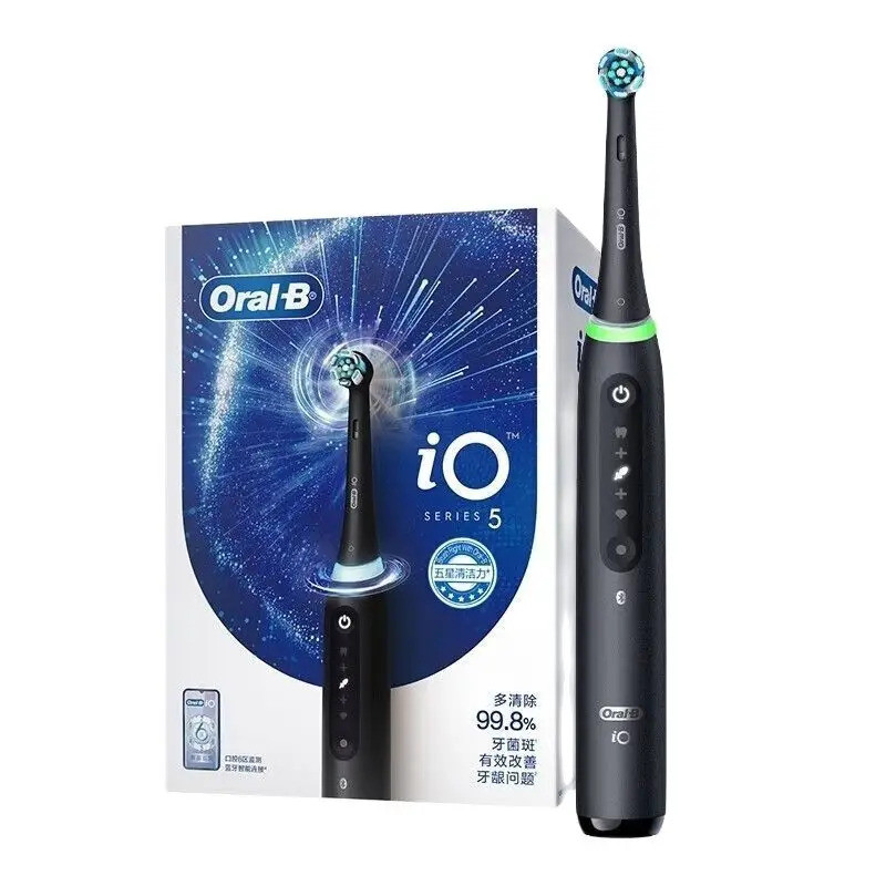 Oral-b Io 5 แปรงสีฟันไฟฟ้าชาร์จ 3d ฟันไวท์เทนนิ่งสมาร์ท 5 โหมด Ultimate Clean เปลี่ยนหัวแปรง Trav