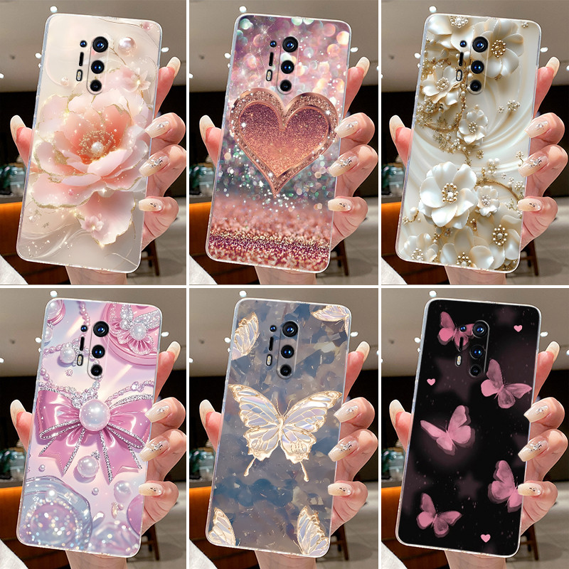 เคสสําหรับ OnePlus 8 Pro ดอกไม้ที่สวยงามผีเสื้อเคสโทรศัพท์ OnePlus8 OnePlus8Pro ซิลิโคนอ่อนนุ่มโปร่งใส TPU Jelly Cover