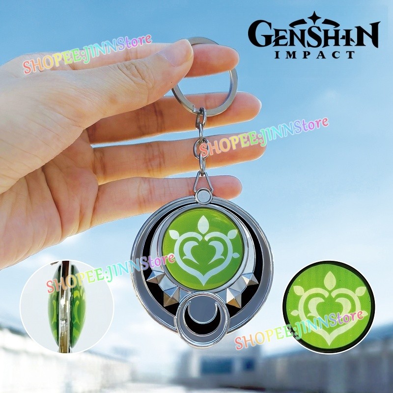 -JINN-GENSHIN IMPACT NOD-KRAI อุปกรณ์เสริมพวงกุญแจ MOON WHEEL VISION กระจกสองด้านโปร่งใสพวงกุญแจของข