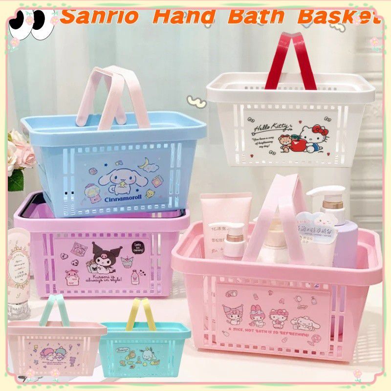 ตะกร้าใส่ของใช้ในห้องน้ำ Sanrio ตะกร้าใส่ของใช้ในห้องน้ำ Kuromi สร้างสรรค์ลายการ์ตูน กล่องเก็บของในบ