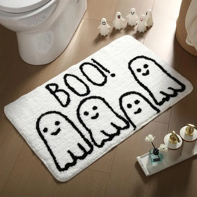Vikama Halloween Ghost Bathroom Rug Cute Spooky Ghosts Bath Mat Funny Non Slip Washable Soft Area Ru
