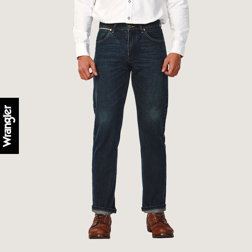 WRANGLER กางเกงยีนส์ ริมทองผู้ชาย คอลเลคชั่น Everyday with Wrangler เอวกลาง ทรงตรง รุ่น WR S125MMWZN05