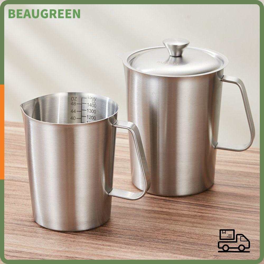BEAUGREEN ถ้วยตวง, 304 สแตนเลสขนาดด้านในออกแบบห้องปฏิบัติการบีกเกอร์,พร้อมฝาปิดหนาขนาดใหญ่ความจุ Liq