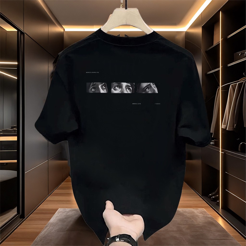 Basi💥เสื้อแฟชั่น เสื้อยืด oversize ผ้าฝ้าย100% แนวสตรีท ไม่ต้องรีดผ้า สวมใส่สบาย ผ้านิ่ม  ลาย  "Eyes"