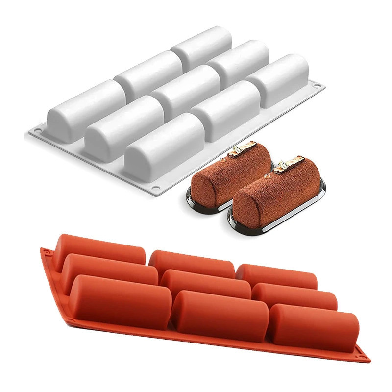 9 Cavity Log แม่พิมพ์เค้กสําหรับเบเกอรี่ 3d ม้วนกระบอก Pastry ขนมช็อกโกแลต Loaf Pan โปรตีนและ Energy