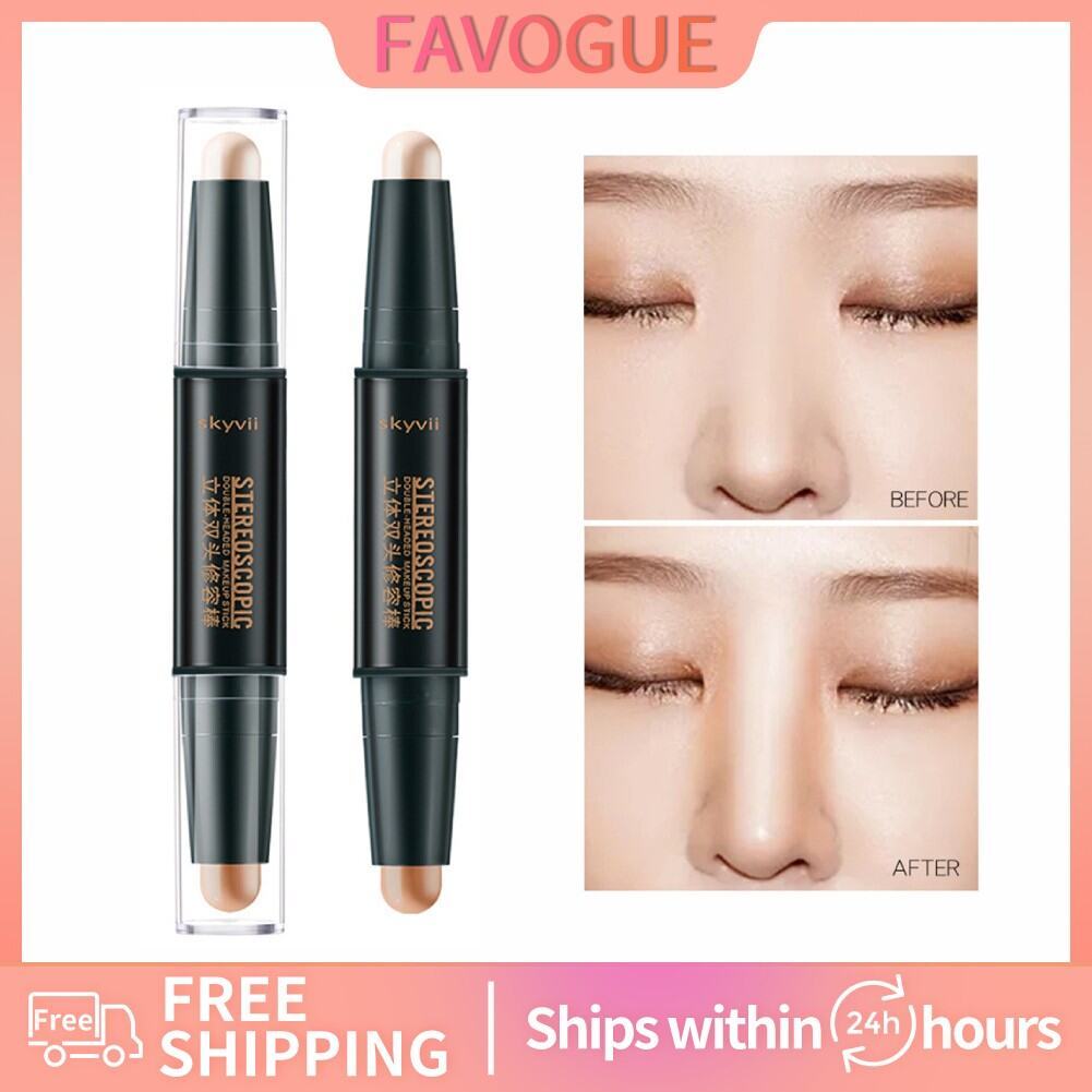 Favogue Face Contour Stick Double Head Nose Shadow Brightening คอนซีลเลอร์ Stick Highlighters & Cont