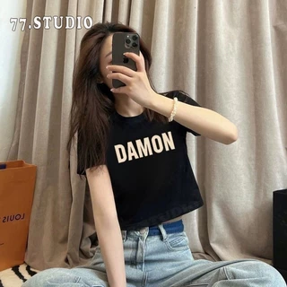 พร้อมส่ง🚀 เสื้อครอปแขนสั้น ผ้าคัตคอน นิ่มใส่สบาย100%Cotton ลายการ์ตูน เสื้อยืดพิมพ์ลาย baby tee T-shirt