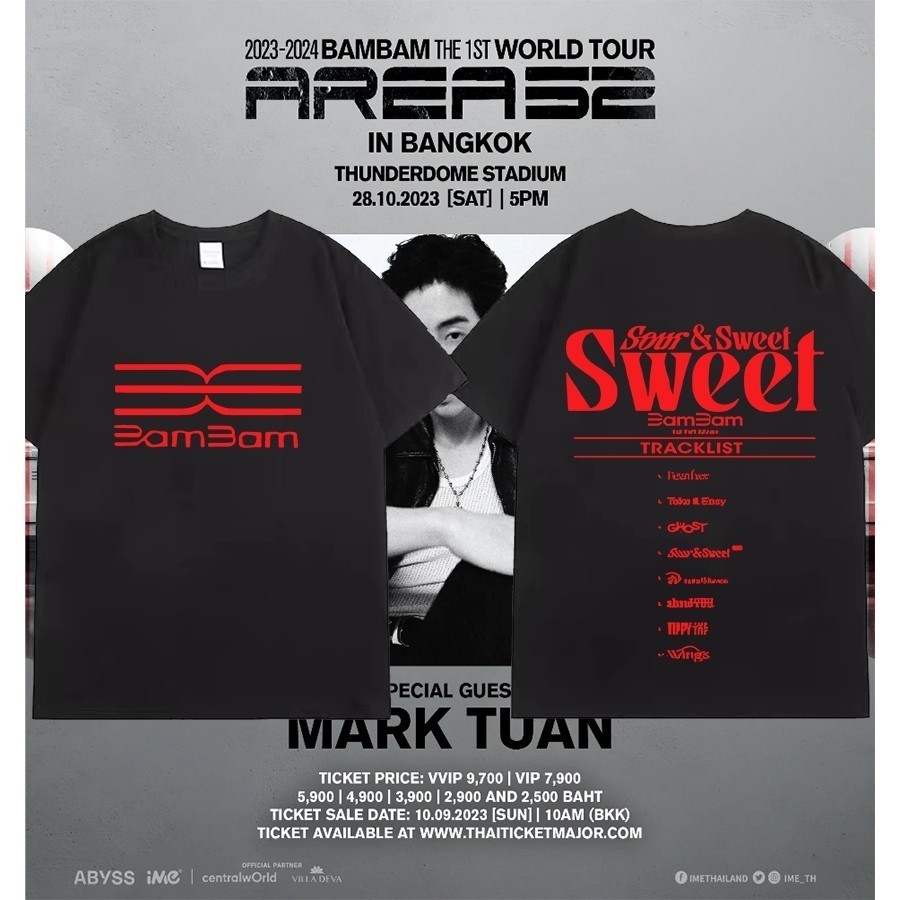 🦪 HOT🔥🔥BamBam KPOP BamBam คอนเสิร์ต เดี่ยวครั้งแรก แบมแบม เสื้อยืดผ้า Cotton 100%S-5XL