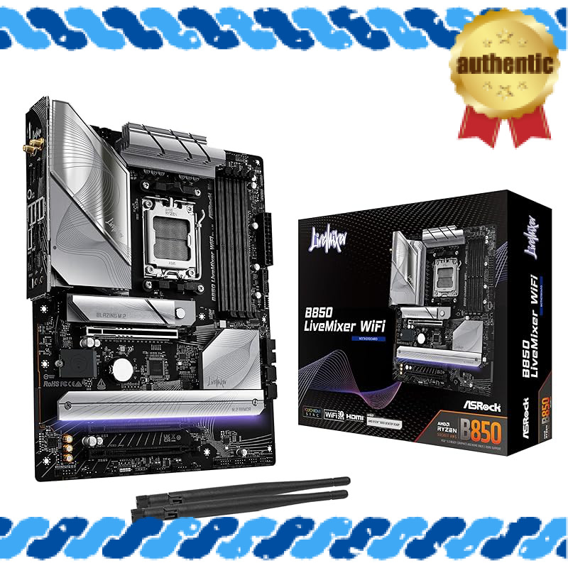ASRock Motherboard B850 LiveMixer WiFi Compatible with AMD Ryzen 9000 / 8000 / 7000 Series CPU (Sock