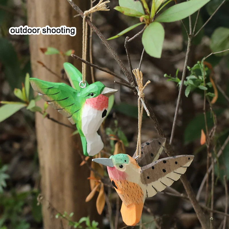 Handcrafted wood carving Home decorations desk accessories room decor Handmade Hummingbird Statue Ha