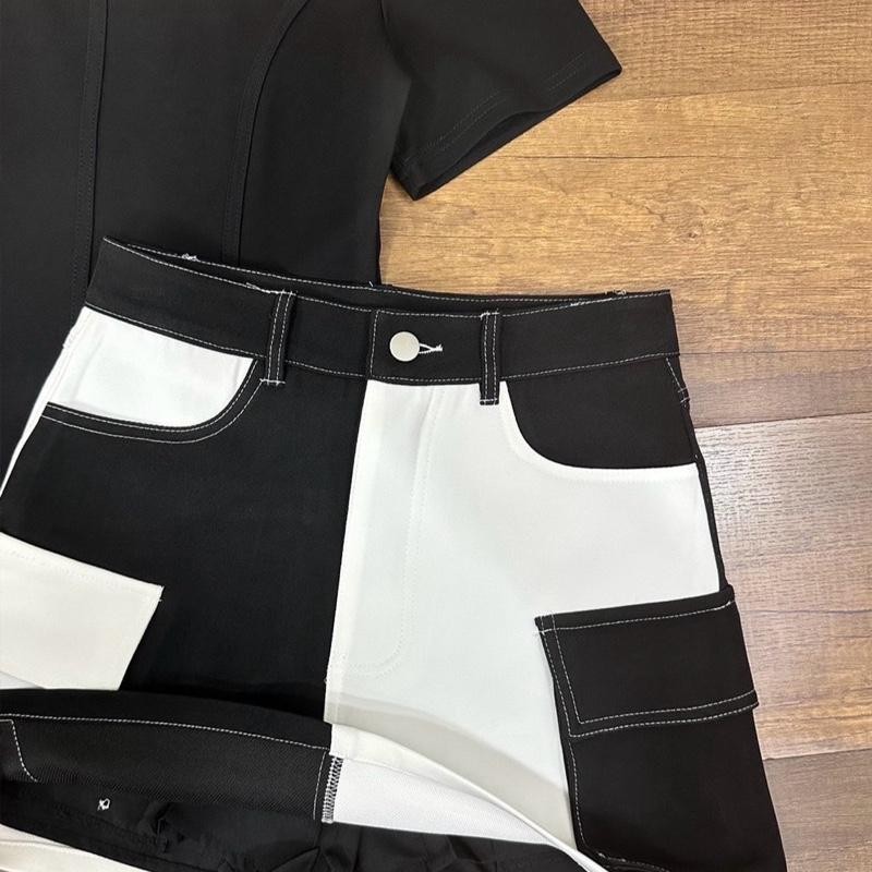 พร้อมส่ง XS-L⚡️RM 8590 เสื้อสีดำ+กระโปรงทูโทนดำตัดขาว ดีเทลเก๋ - รูปที่ 5