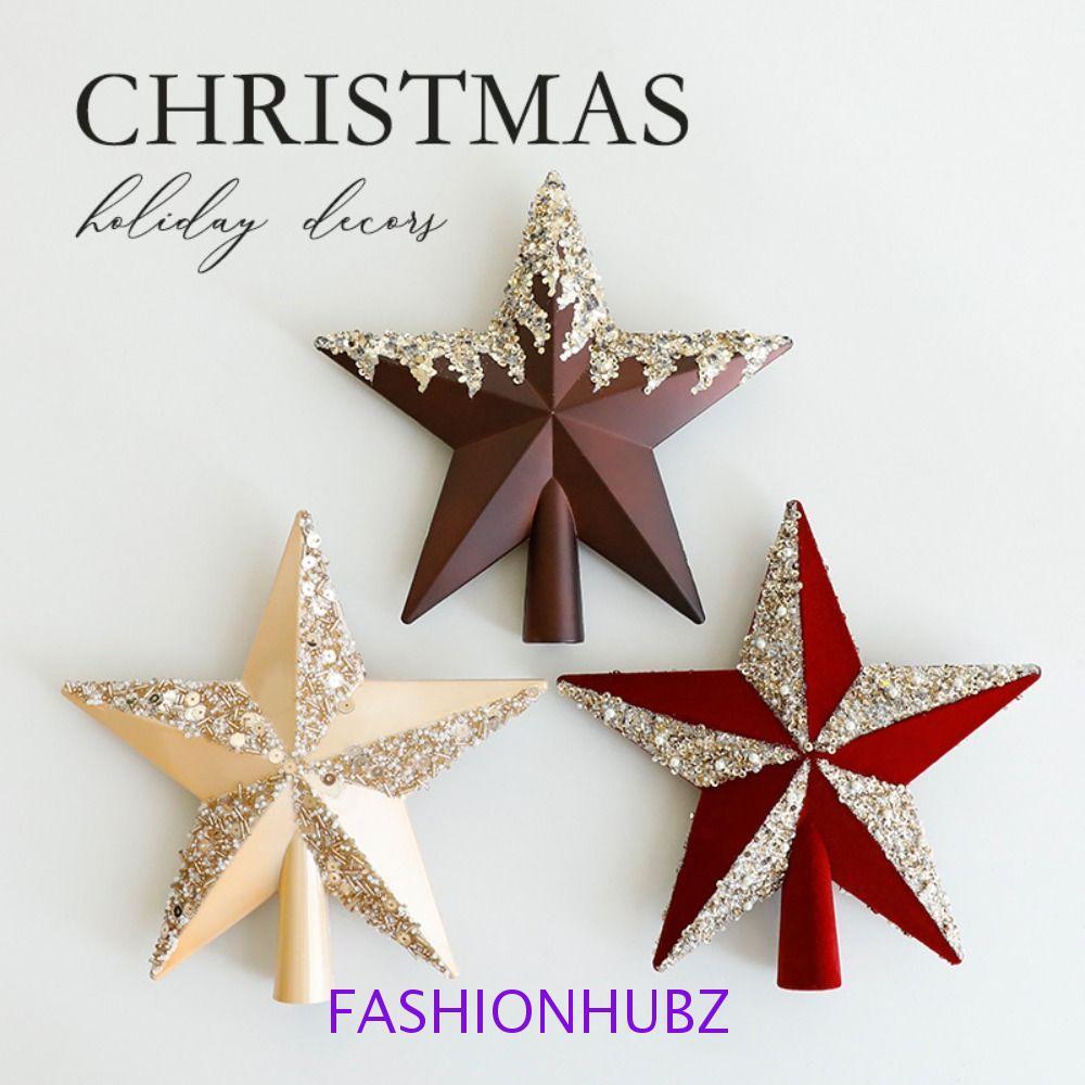 FASHIONHUBZ ต้นคริสต์มาส Topper Star,นํามาใช้ใหม่ต้นไม้พลาสติก Topper Pentagram, Merry Christmas Dec