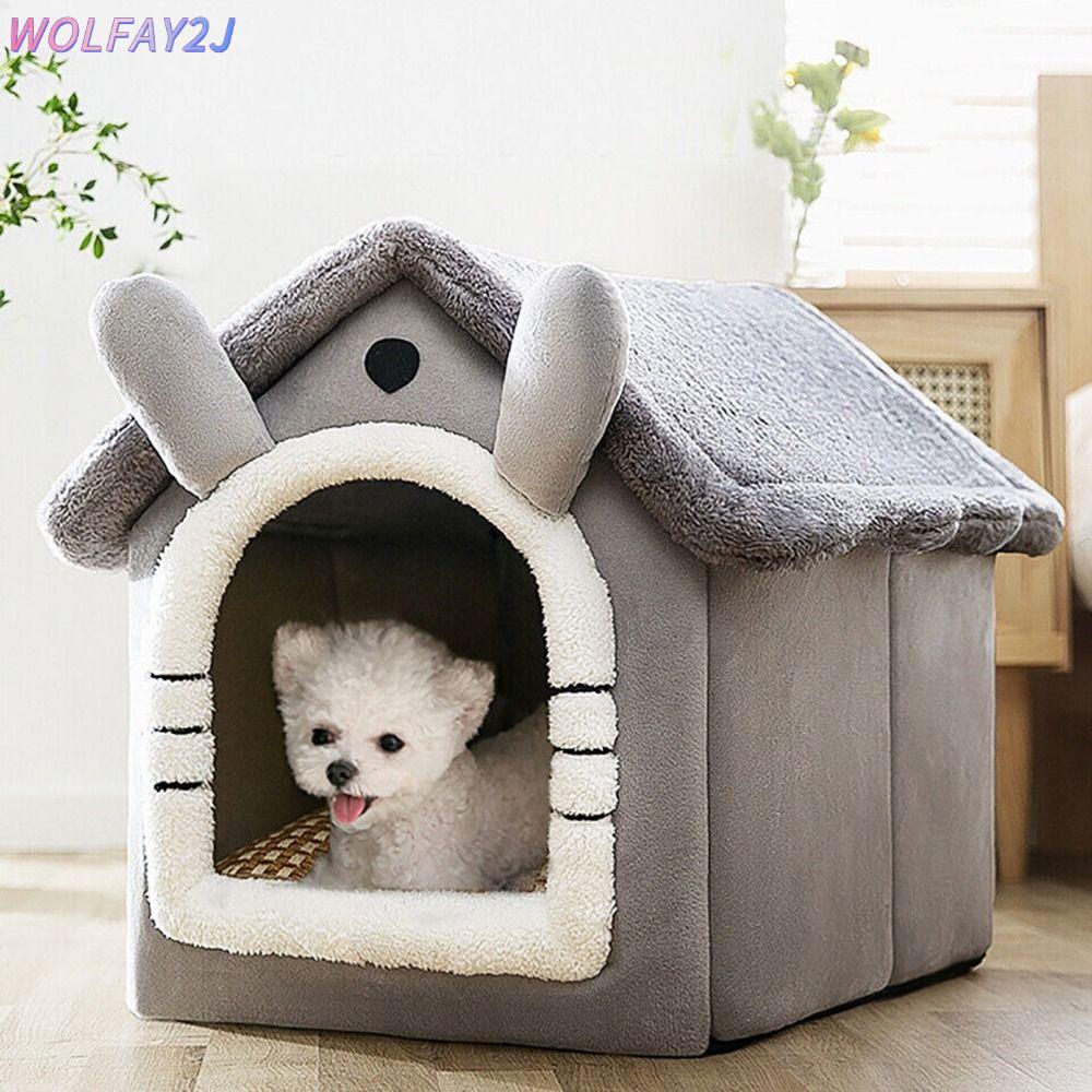 WOLFAY2J Cat Kennel Kitten Plus Velvet Warm House Closed Pet Bed