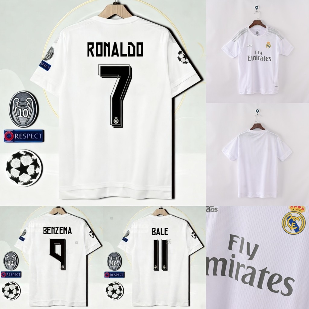 Retro Edition2015/16 Real Madrid Home Football jersey เสื้อยืดผู้ชาย Jersey
