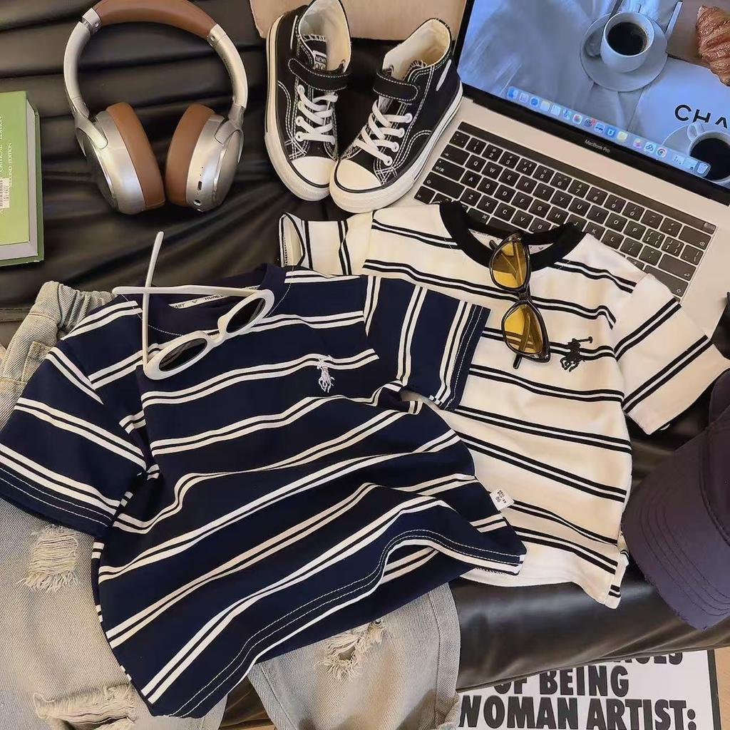 พร้อมส่ง-เสือยืดลายทางเด็กแขนสัน เสือ แขนสันเด็ก ลายทาง ผ้าคอตตอน ผ้านิม ใส่สบาย สำหรับ เด็กเด็กชาย/เด็กหญิง 🔥D7629💫 - รูปที่ 3