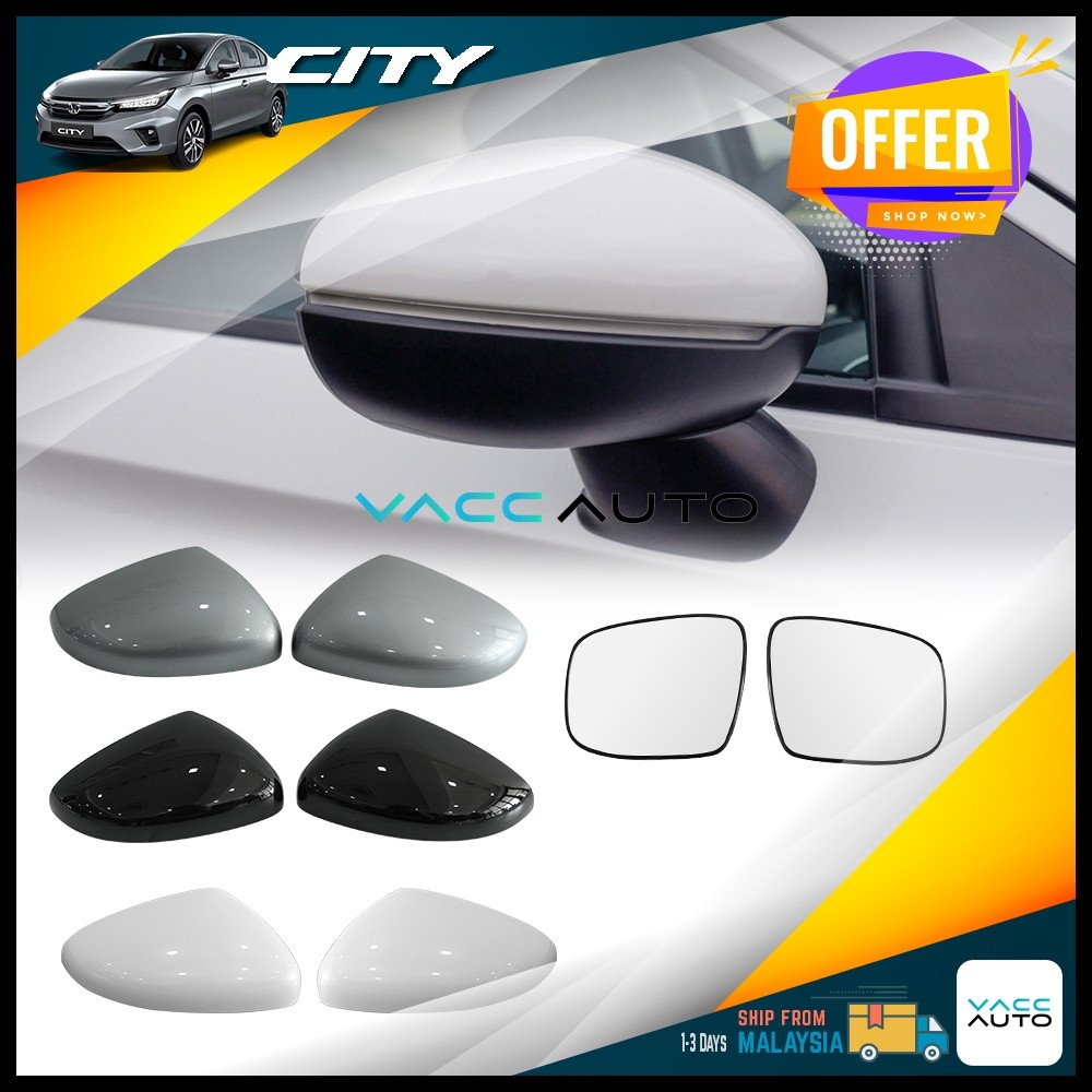 Honda City GN2 7th Gen กระจกมองข้างสีขาวสีดําสีเงินฝาครอบกระจก - เปลี่ยนประเภท 2020 - 2024 GN MK7 Va