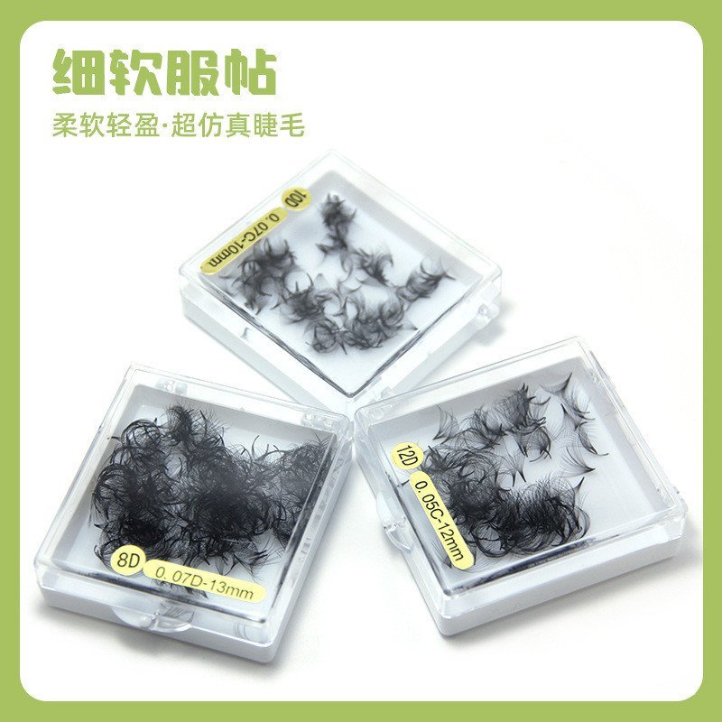 Bulk Fine Roots 2D-14D Fluffy Fluffy Tip Bulk Bulk Grafting Eyelashes Fluffy Tip กาว TZG1