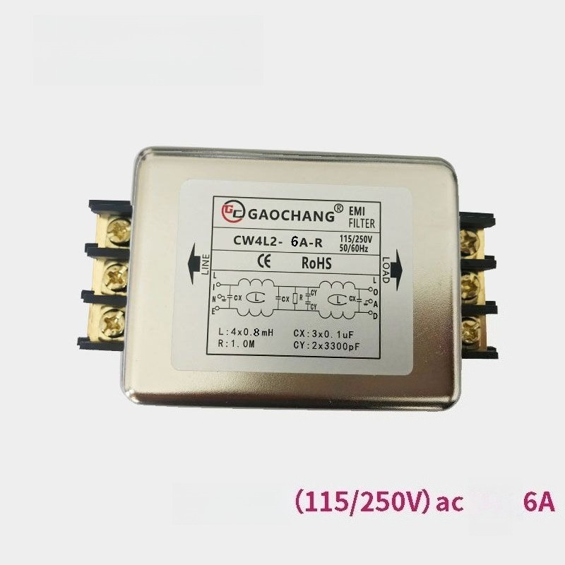 ฟิลเตอร์เพาเวอร์ CW4L2-30A-R 220V สำหรับติดตั้งทาง ต้านทานการรบกวนสองขั้นตอน