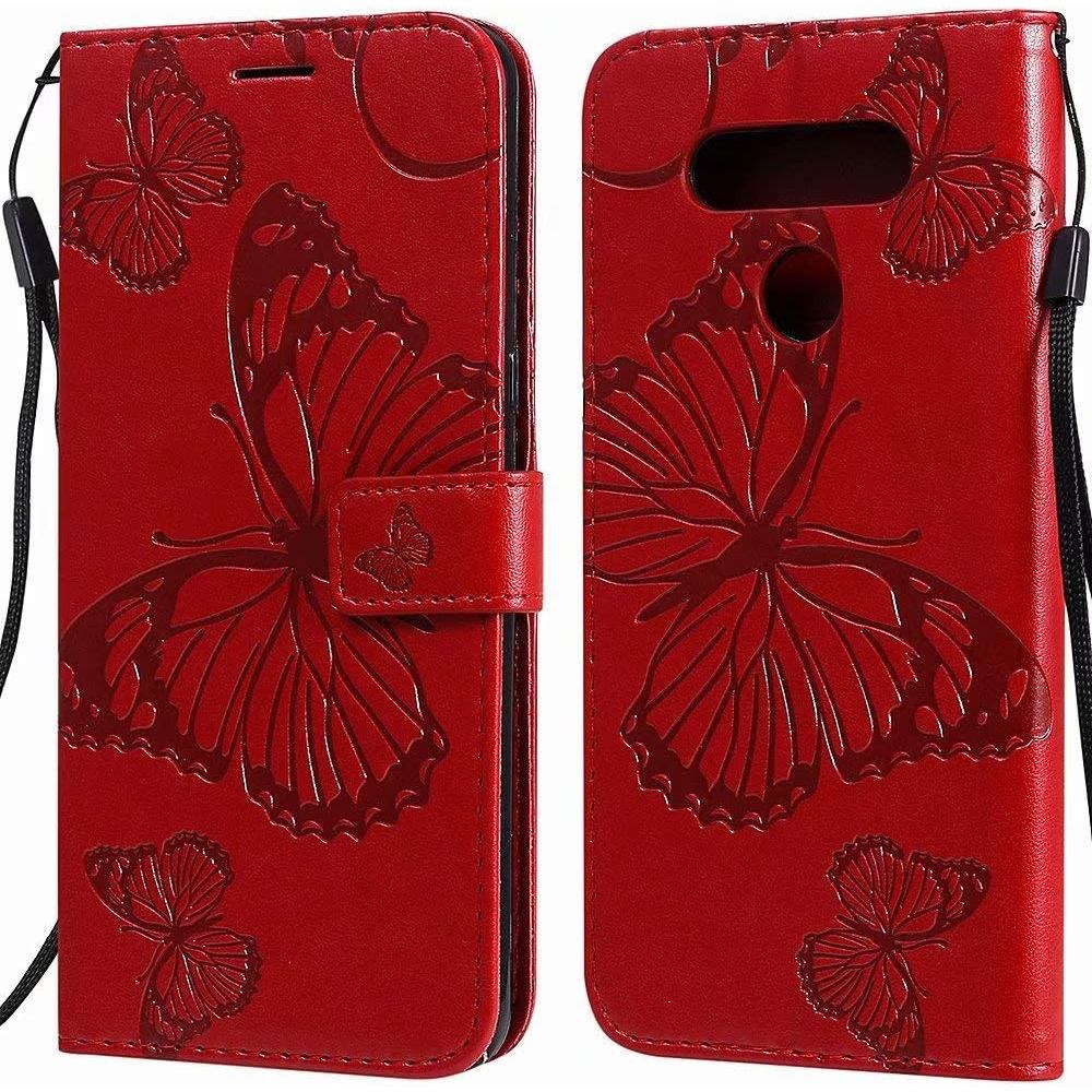 MEUPZZK Wallet Case for LG K51/LG Q51/LG Reflect, Embossed Butterfly Premium PU Leather [Folio Flip]