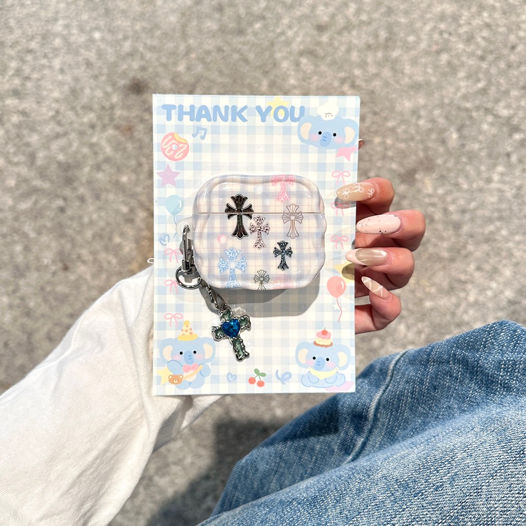 แฟชั่น Cross สําหรับ airpodspro3 2025 เคสป้องกัน airpods4 เคสป้องกัน pro2 เคสหูฟังบลูทูธ aipods4 เคส