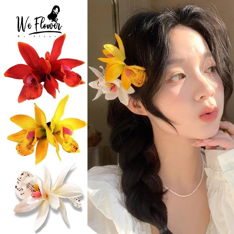 We Flower Cool Sweet Purple Orchid Flower Hairpins สําหรับผู้หญิงชายหาดวันหยุดกิ๊บติดผมดอกไม้อุปกรณ์