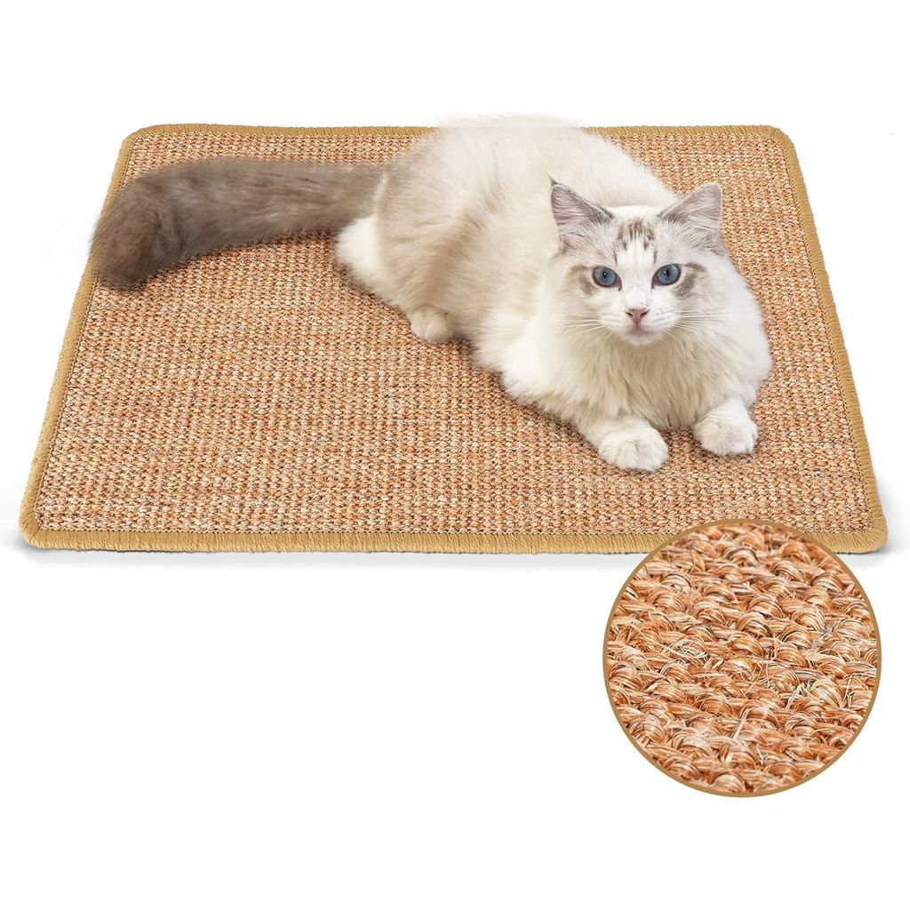 FUKUMARU Cat Scratcher Mat, 23.6 X 15.7 Inch Natural Sisal Cat Scratch Mats, Horizontal Cat Floor Sc