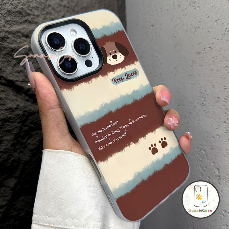 สุนัข เคสไอโฟน17 เหมาะสำหรับ IPhone 15 17 11 12 16 13 14 Pro Max XR XS X Max 7 8 15 Plus สีทูอินวัน การ์ตูน หมีน้อย เคส