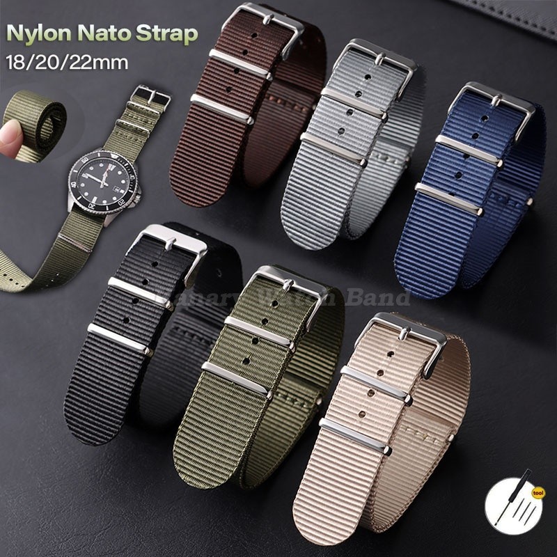 18 มม.20 มม.22 มม.NATO ไนลอนถักสายนาฬิกาผ้าใบกีฬาสร้อยข้อมือทหาร One Piece Loop Universal สายนาฬิกาผู้หญิงผู้ชายสายรัดข้อมือสําหรับ Seiko สําหรับ Omega