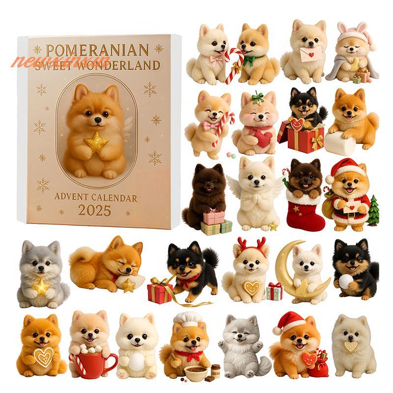 [NT-t] Pomeranian Sweet Wonderland Advent Calendar 2025,24 Days Of Festive Surprises Dog Jewelry,2D 