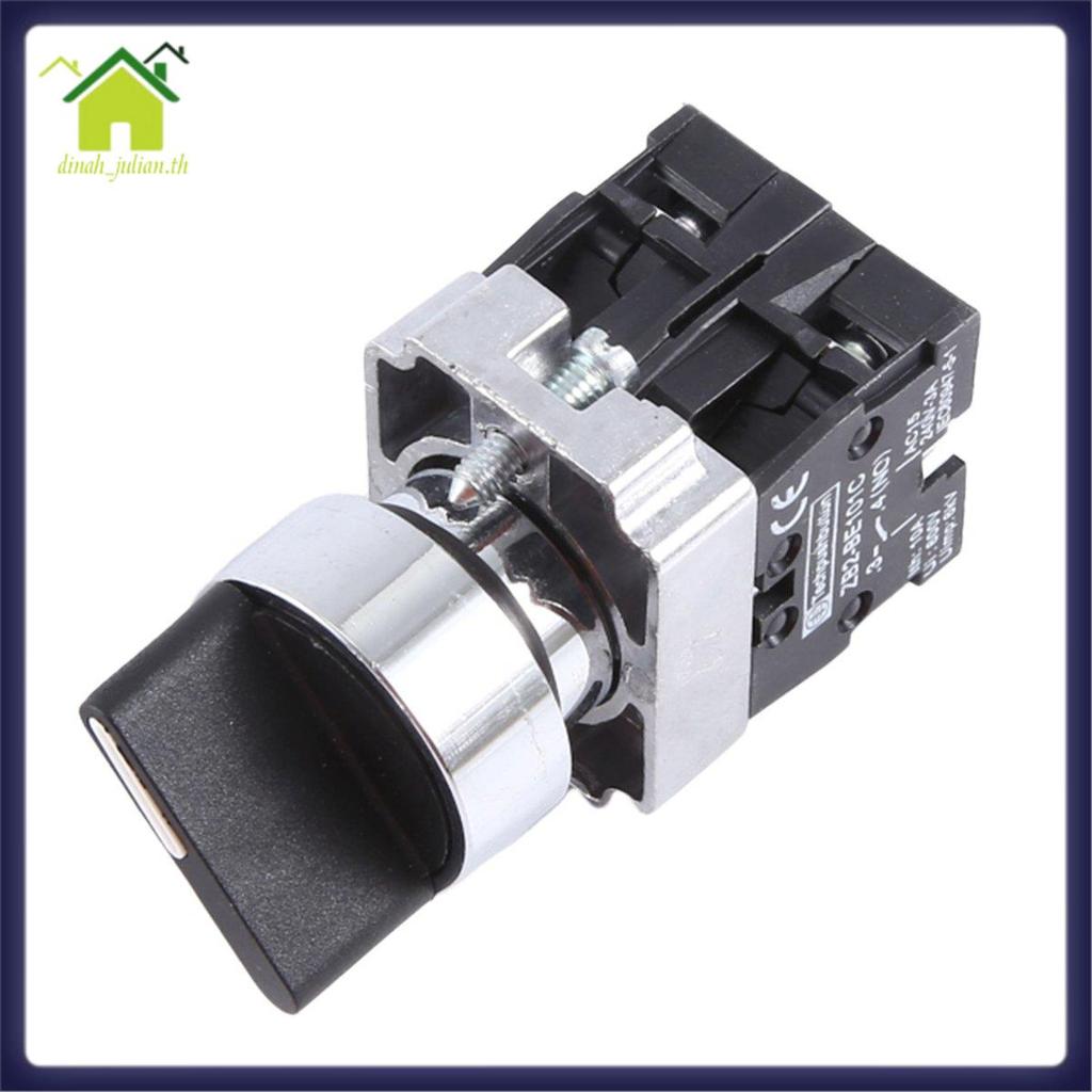 22 มม.สลัก 2 ไม่มี 3 ตําแหน่งตัวเลือกโรตารี่เลือกสวิทช์ ZB2-BE101C สีดํา