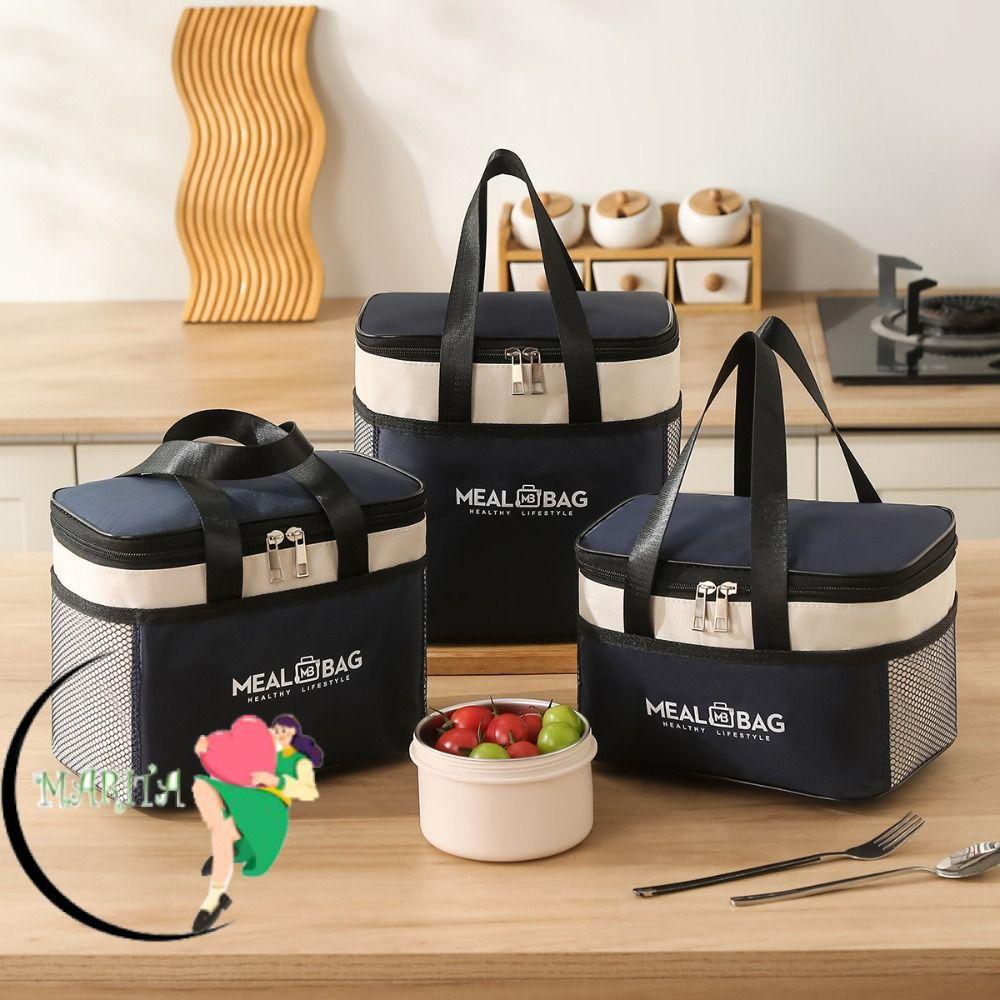 MARITA กระเป๋าเก็บความร้อนอาหาร, กระเป๋าเก็บกล่องอาหารกลางวันแบบหนา, กระเป๋าฉนวนกันความร้อนกันน้ําความจุขนาดใหญ่แบบพกพาผู้หญิง