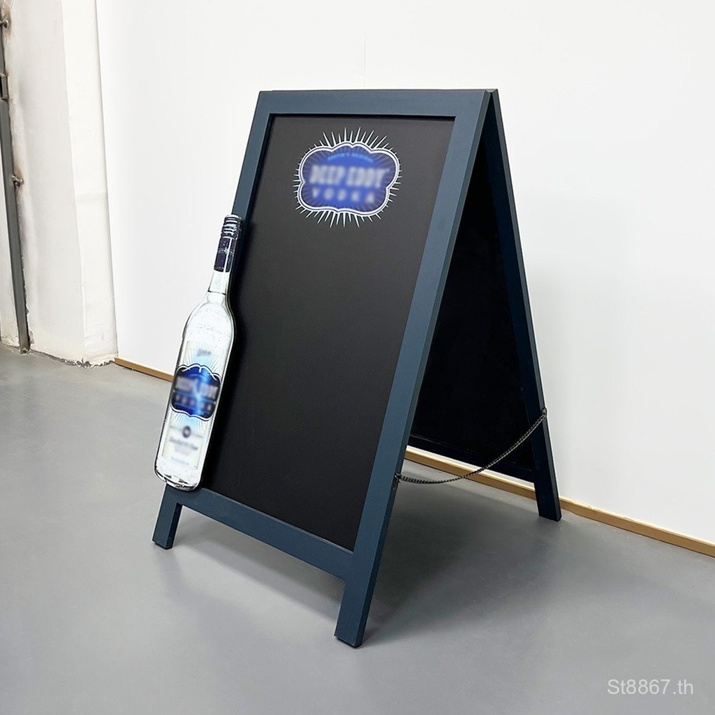ร้านกาแฟกระดานดํากระดานดําโฆษณากรอบสนแนวตั้งสีฟ้าส่งเสริมการขายยืนโปรโมชั่นร้านค้าสองด้าน 35RF