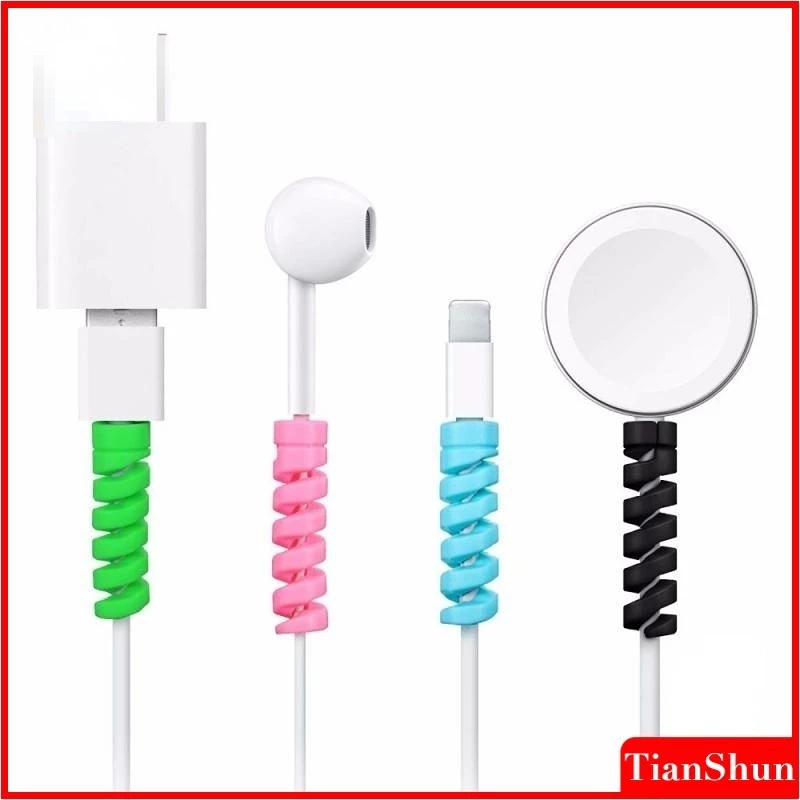 [ขายส่ง] 2 ชิ้นเกลียวม้วนสายเคเบิลข้อมูลสายหูฟังสายชาร์จสายไฟ Saver Protector กรณีฝาครอบ