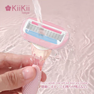 KiiKii ที่โกนขนผู้หญิง มีดโกนขนสแตนเลส 5 ชั้น จับถนัดมือ เปลี่ยนใบมีดได้ กำจัดขนเรียบเนียน