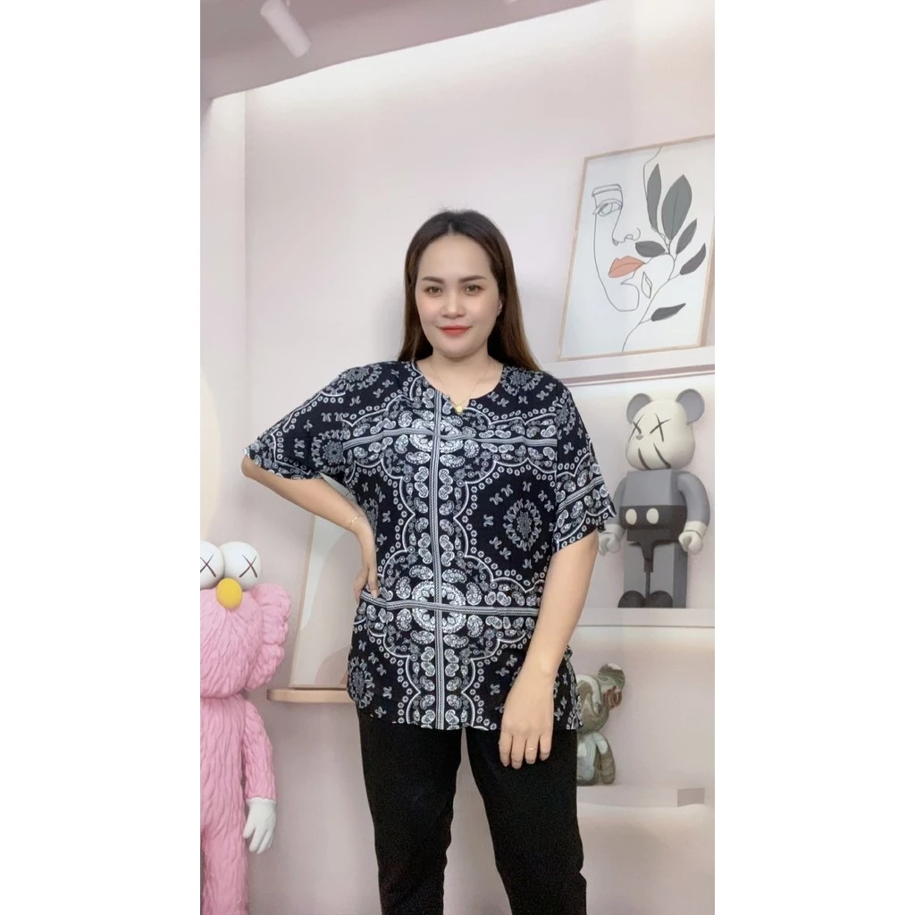 เสื้อสปัน เสื้อดำ ลายช้าง เสื้อผ้าแฟชั่น ผ้านิ่มใส่สบาย ( สินค้าพร้อมส่ง) รุ่น1011