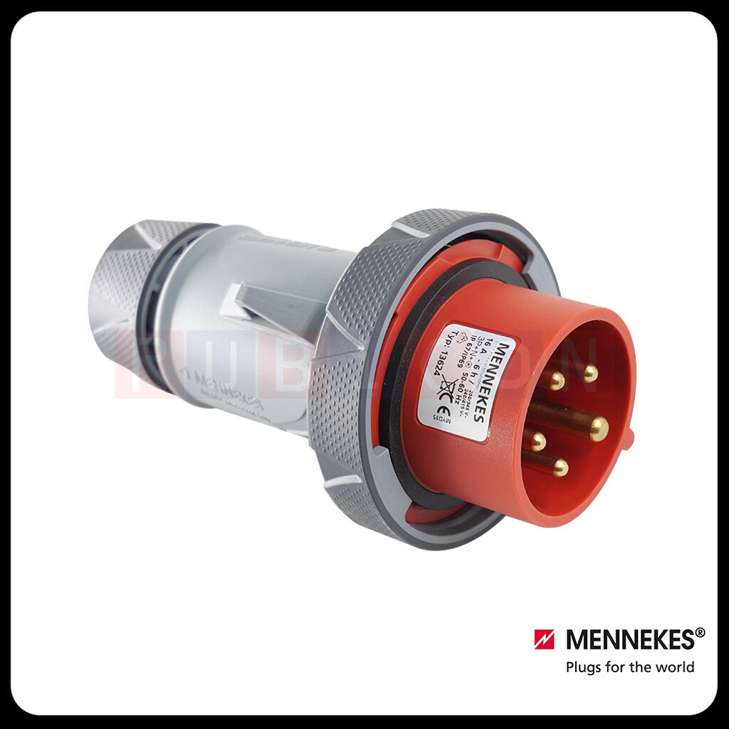 MENNEKES 13624 (รหัสเดิม 288) Plugs ปลั๊กตัวผู้ (3P+N+E) 16A 400V 6H IP67