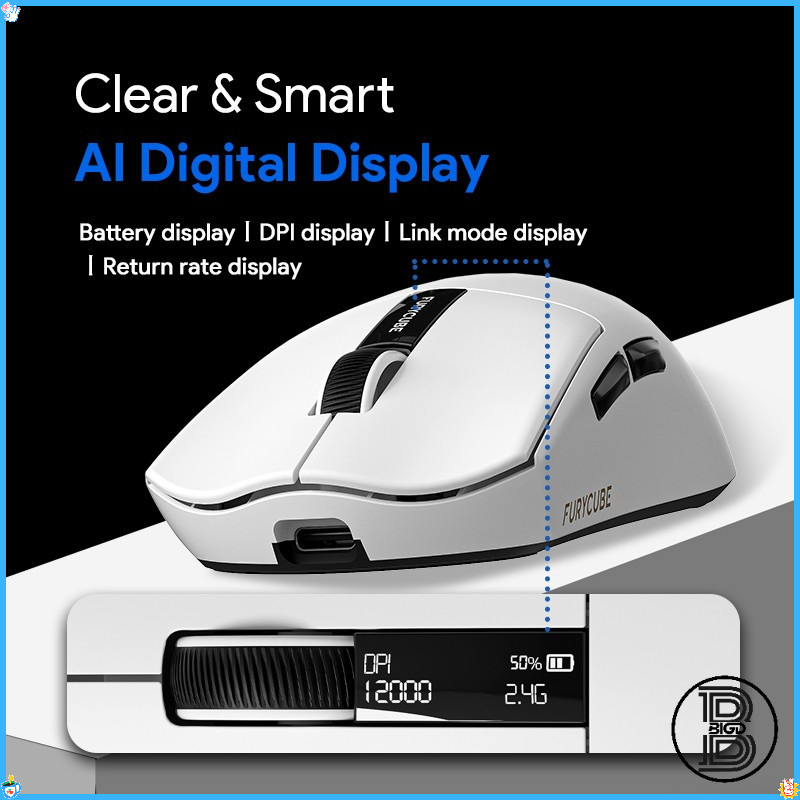 เมาส์เล่นเกมไร้สาย Furycube G9: บลูทูธและโหมดคู่ 2.4G ชาร์จใหม่ได้ น้ําหนักเบา Ergonomic สําหรับ E-S