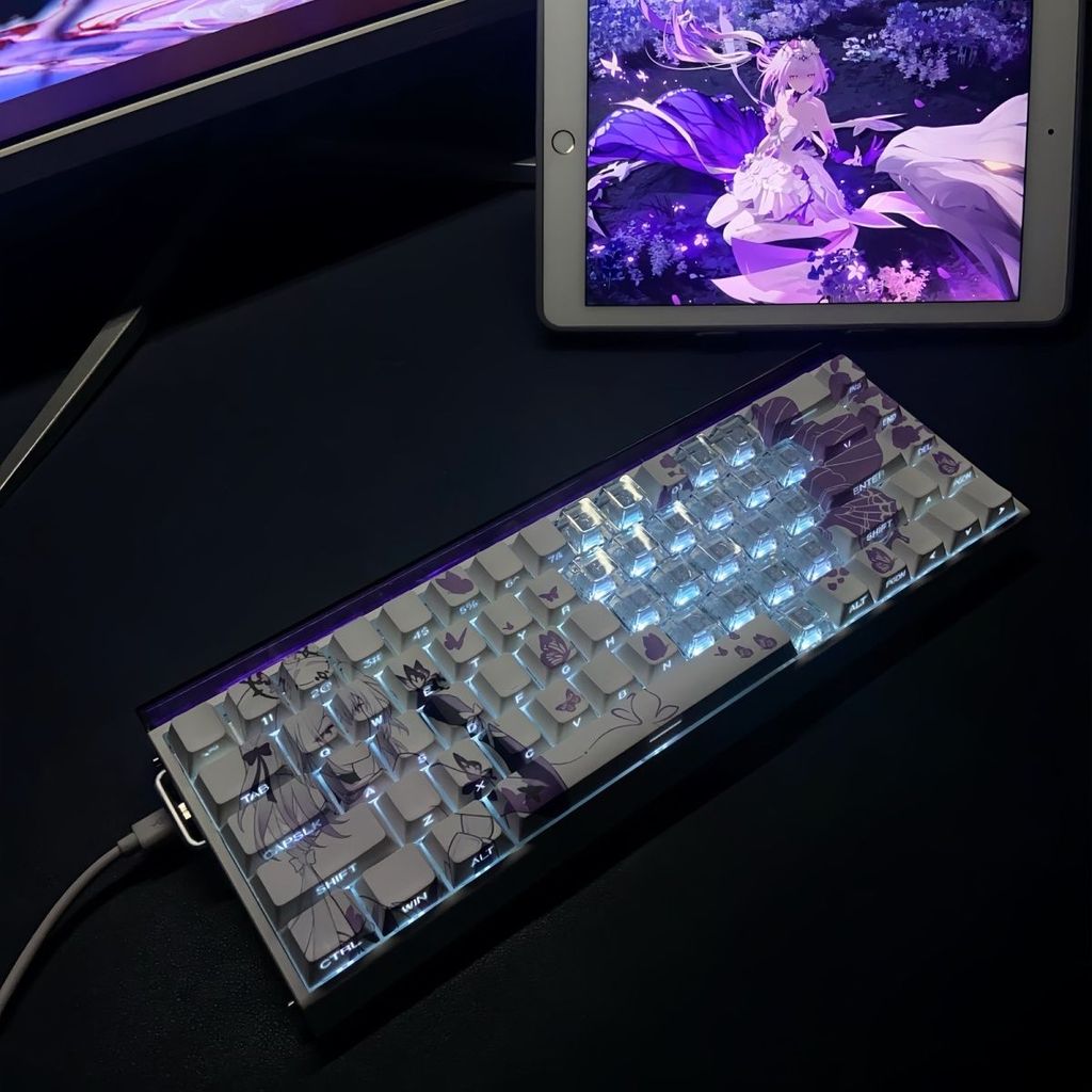 keycap keycap ไฟลอด Reverie 2.0 ปุ่มกดสองมิติด้านข้างแกะสลักแสงโปร่งแสง ace68 x87 จาก G75 MG68 win68