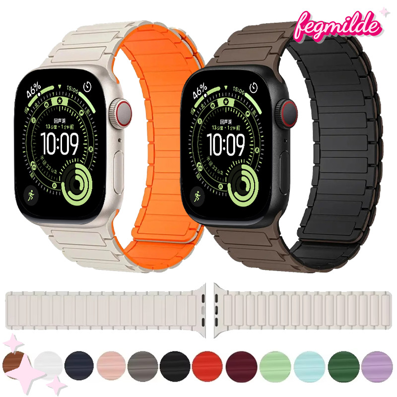 สายรัดซิลิโคนอ่อนนุ่ม for Iwatch Series 11 10 9 8 7 6 5 4 3 2 1 Apple Watch Ultra/SE 3 2 49มม 46 45 41 42 40 44 38มม