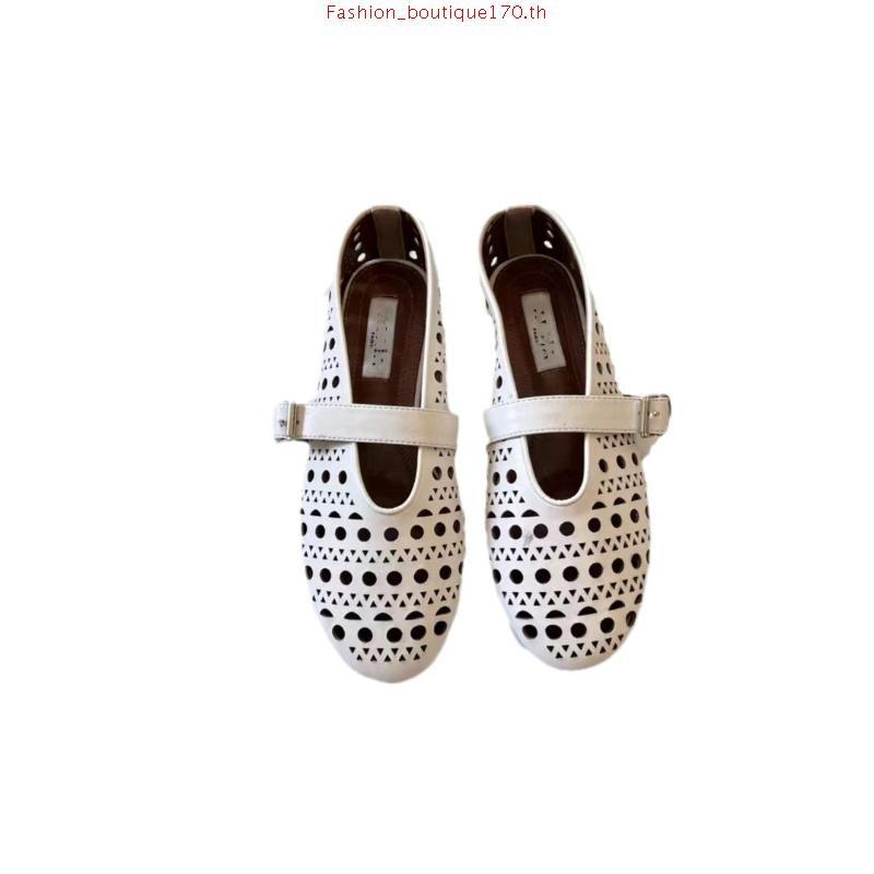 Alaia Alaia 2024 Early Summer สไตล์ใหม่คลาสสิกสบาย All-Match รองเท้าบัลเล่ต์รองเท้าตาข่าย