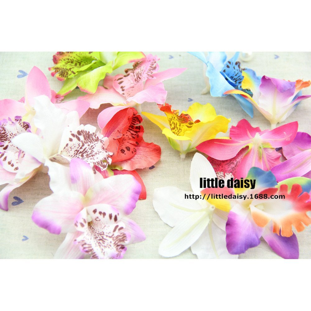 ดอกไม้ตกแต่ง Huilan DIY m หมวกดอกไม้ประดิษฐ์ 7c ดอกไม้กล้วยไม้ประดิษฐ์ไทย Orchid ขนาดเล็กดอกไม้ผ้าไห