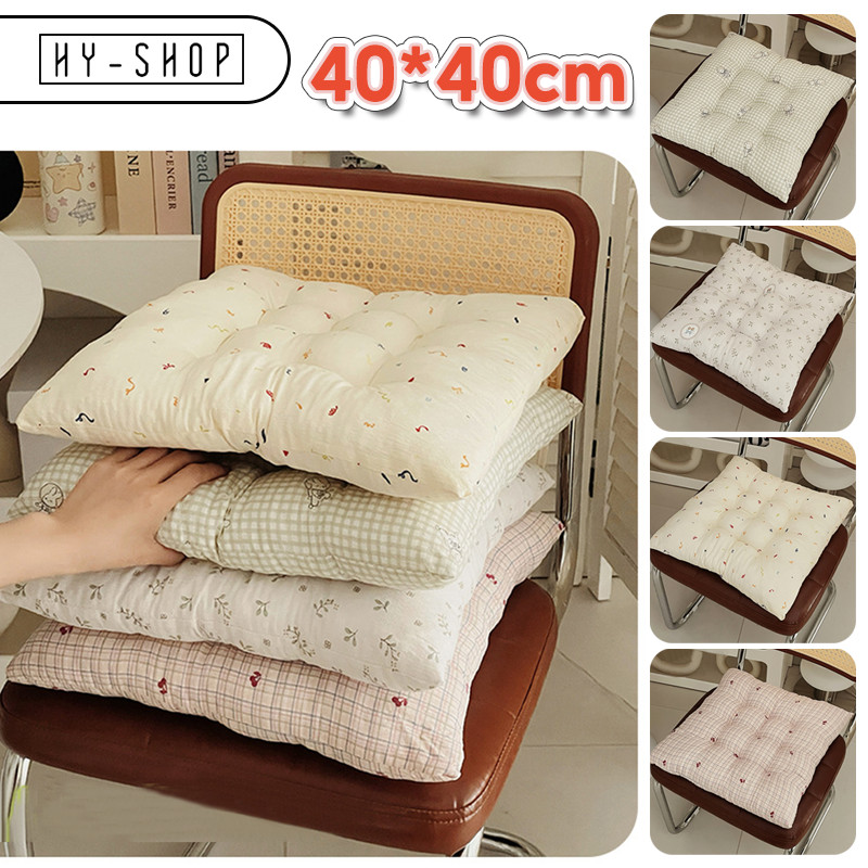COD เบาะรองนั่งทรงสีเหลี่ยม ลายดอกไม้ ความสดชื่น มีเชือก 40x40cm เบาะรองนั่งเก้าอี้หนานุ่มนั่งสบาย