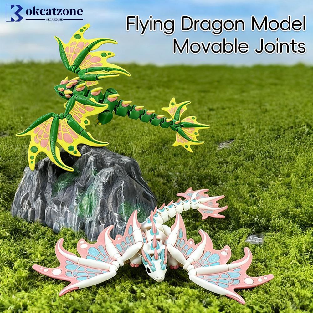 OKCATZONE 3D พิมพ์มังกรรุ่น Figurine Movable Parts ข้อต่อ Articulated สํานักงานเครื่องประดับชั้นวางส
