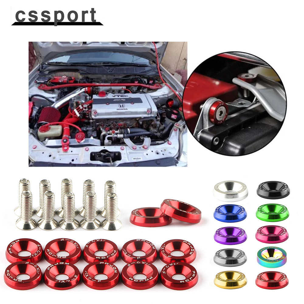 Universal M6 10 ชิ้นรถดัดแปลง Hex Fasteners Fender เครื่องซักผ้า JDM กันชนเครื่องยนต์อลูมิเนียมสกรูเว้าสําหรับ Honda LBJ-1001