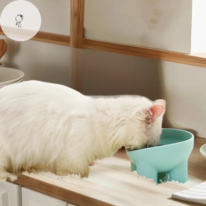 MOE ชามแมวยกระดับพร้อมขาตั้ง - อาหารสัตว์เลี้ยงพลาสติกที่ทนทานและจานน้ํา, การให้อาหารคอที่ทันสมัยเงา