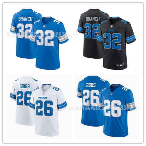 จัดส่งในวันเดียวกัน!!เสื้อรักบี้ ดีทรอยต์ ไลอ้อน 26 #Cibbs เบอร์ 32 32 #Branch เสื้อปัก RXL0