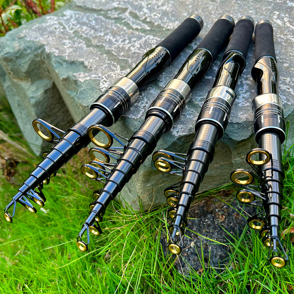 GHOTDA Telescopic 1.5-2.4m ตกปลา Rod ปิดความยาว 33 ซม.แบบพกพา Spinning Shore Casting Pole เรือ/ตกปลาทะเล Pesca