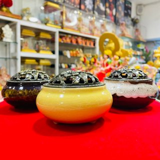 โถกำยาน เซรามิค ทรงอ้วน มีหลากหลายสี สวยงาม