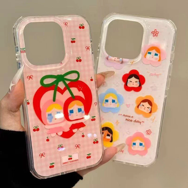 เคสไอโฟน 15 สำหรับ iPhone 11 17 13 14 12 Pro Max 16 15 14 Plus 15 13 16 12 Pro หวานแหววขี้แยเชอร์รี่โบว์ผูกปกใหม่
