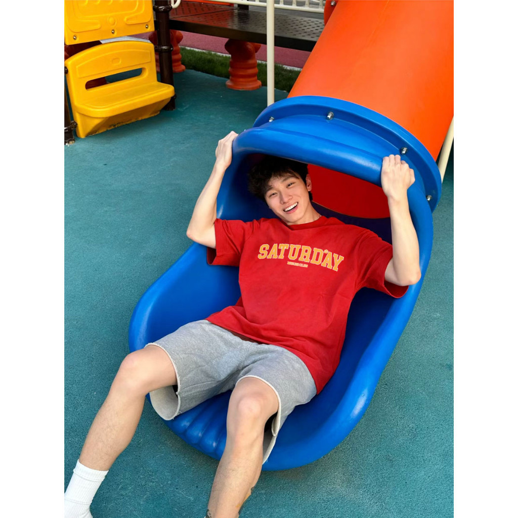 (COD) เสื้อยืดทรงหลวมสําหรับผู้ชายพิมพ์ลาย SATURN แขนสั้น คอกลม ATD157 ผ้าคอตตอน Miucho พิมพ์ลาย Typ